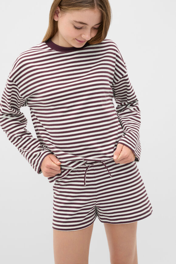 Stripe Pull On Short  Mulberry  hi-res