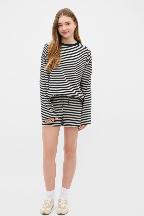Stripe Pull On Short  New Navy  hi-res