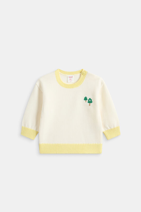 Contrast Rib Knit Sweater  Classic Cream  hi-res