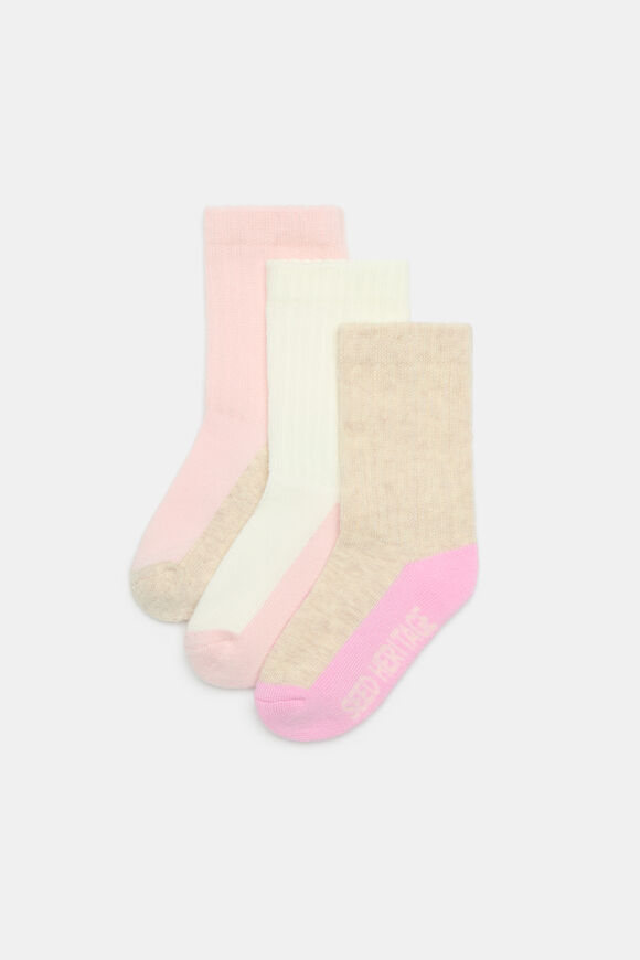 Sport Contrast Sock 3 Pack  Pink Multi  hi-res