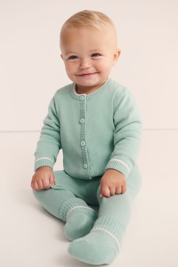 Cuffed Knit Cardigan  Seafoam  hi-res