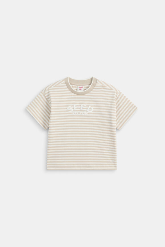Core Stripe Logo Tee  Cool Stone  hi-res