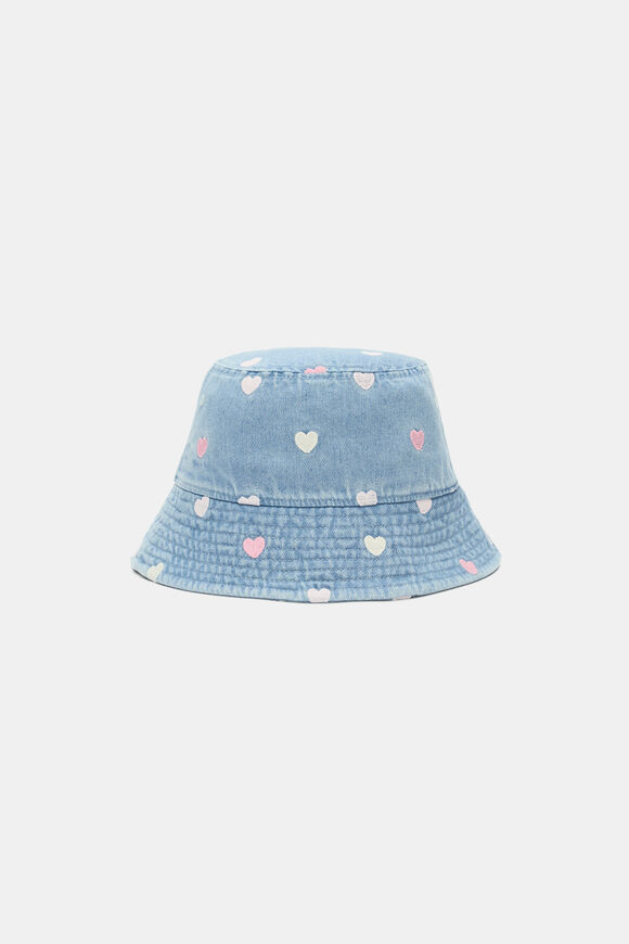 Chambray Heart Bucket Hat  Light Wash  hi-res