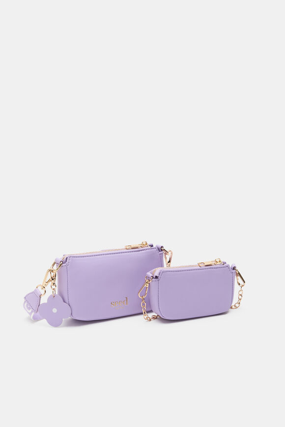 Quilted Flower Hybrid Cross Body Bag  Lilac  hi-res