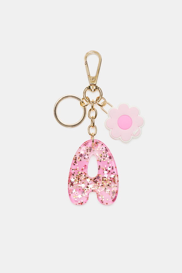 Pink Stripe Initial Keyring  A  hi-res