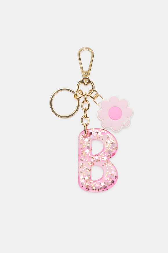 Pink Stripe Initial Keyring  B  hi-res