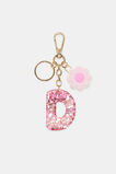 Pink Stripe Initial Keyring  D  hi-res