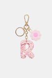 Pink Stripe Initial Keyring  R  hi-res