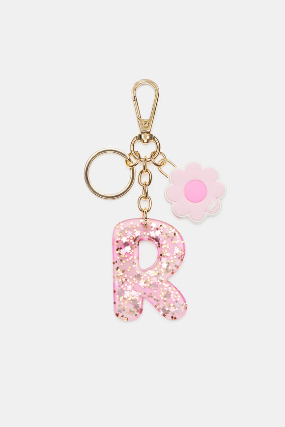 Pink Stripe Initial Keyring  R  hi-res