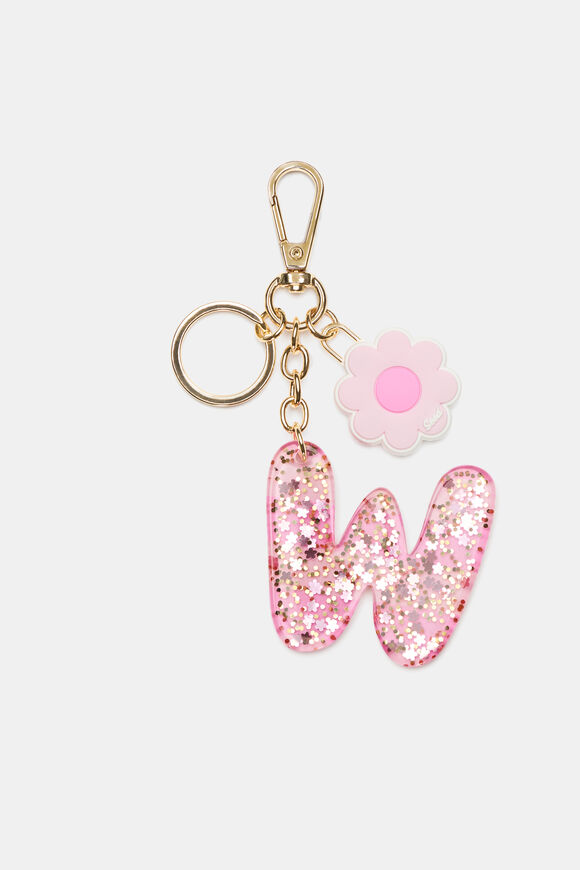 Pink Stripe Initial Keyring  W  hi-res