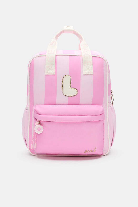 Pink Stripe Initial Backpack  L  hi-res