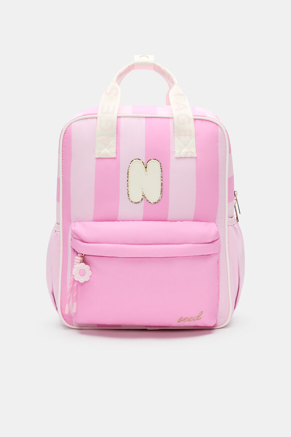 Pink Stripe Initial Backpack  N  hi-res