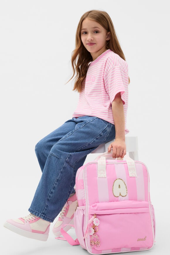Pink Stripe Initial Backpack  P  hi-res