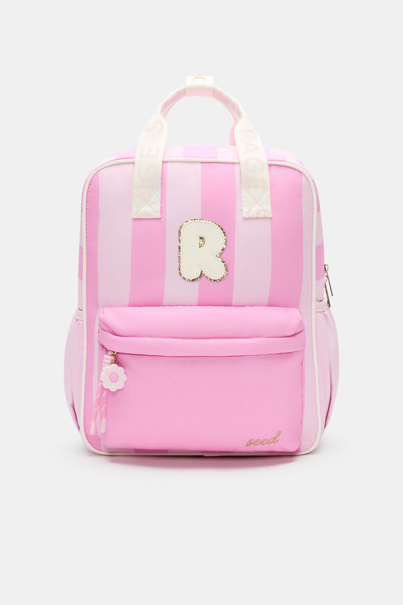 Pink Stripe Initial Backpack  R  hi-res