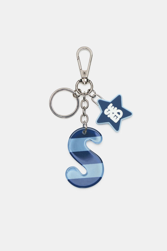 Blue Stripe Initial Keyring  S  hi-res