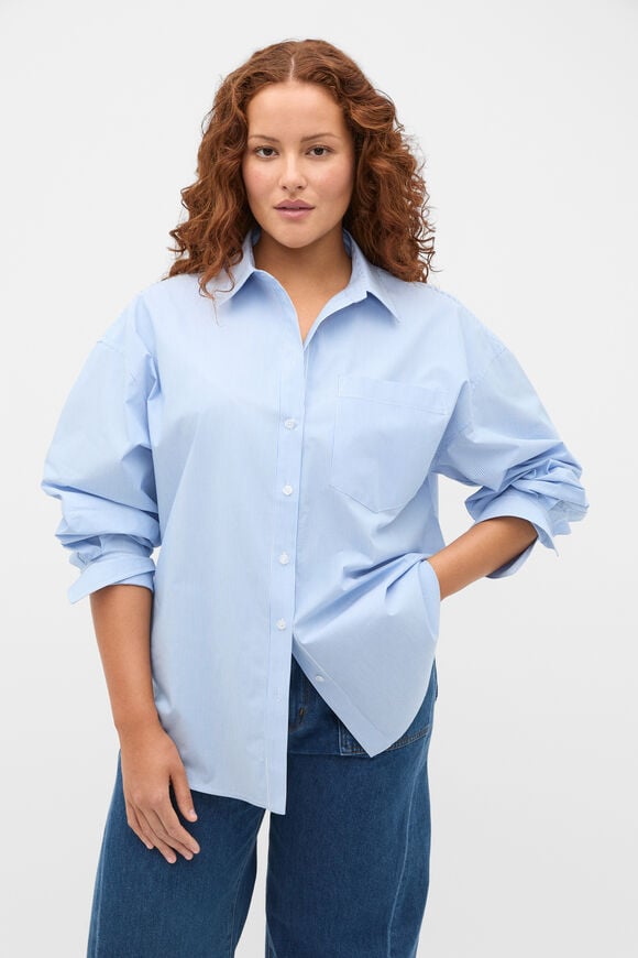 Poplin Stripe Shirt  Blue Haven Stripe  hi-res