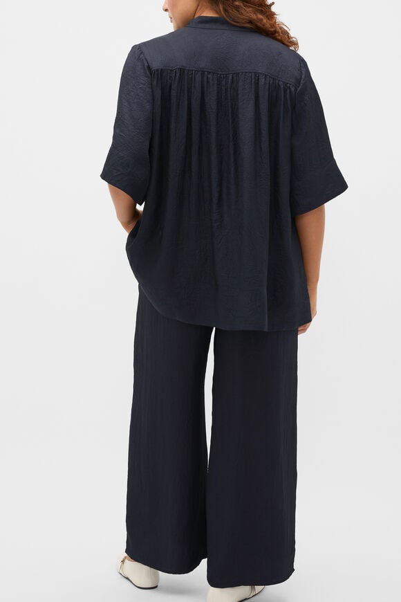 Textured Satin Blouse  Twilight Blue  hi-res