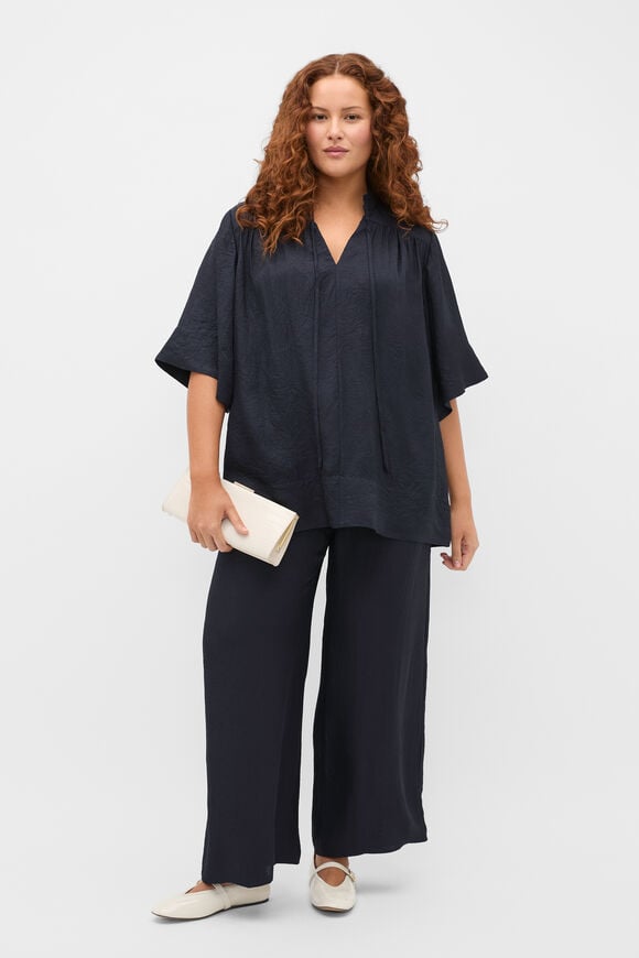 Textured Satin Blouse  Twilight Blue  hi-res