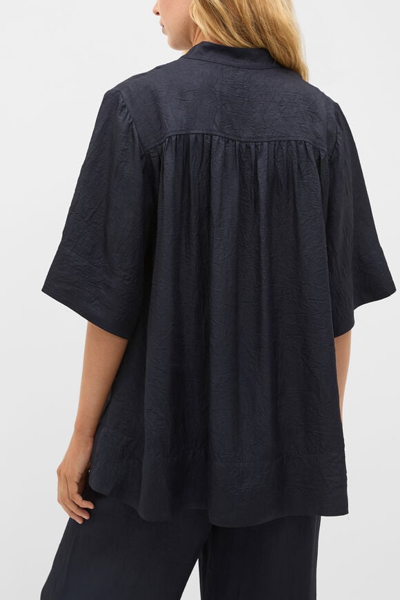 Textured Satin Blouse  Twilight Blue  hi-res