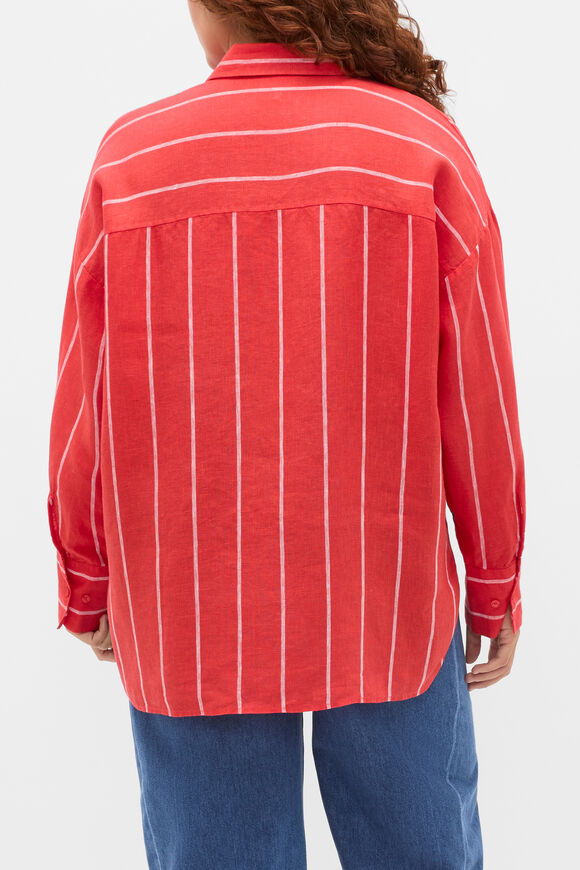 Stripe Linen Oversized Shirt  Chilli Red Stripe  hi-res