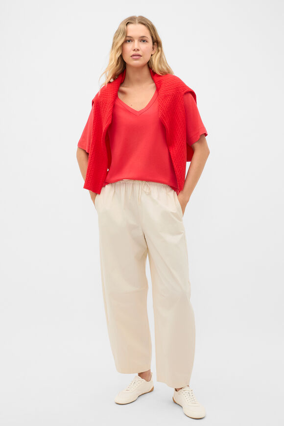 Cotton V Neck Relaxed Tee  Chilli Red  hi-res