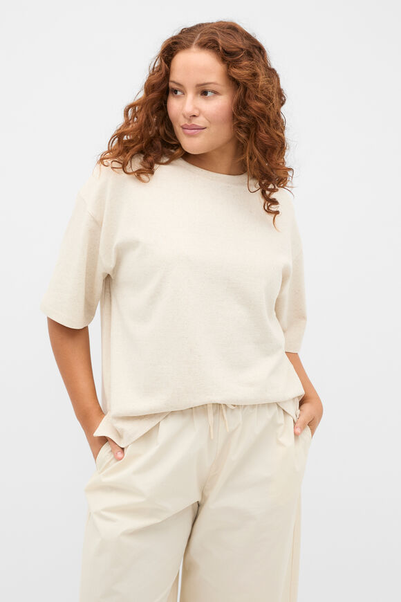 Rib Oversized Tee  Coconut Cream Marle  hi-res