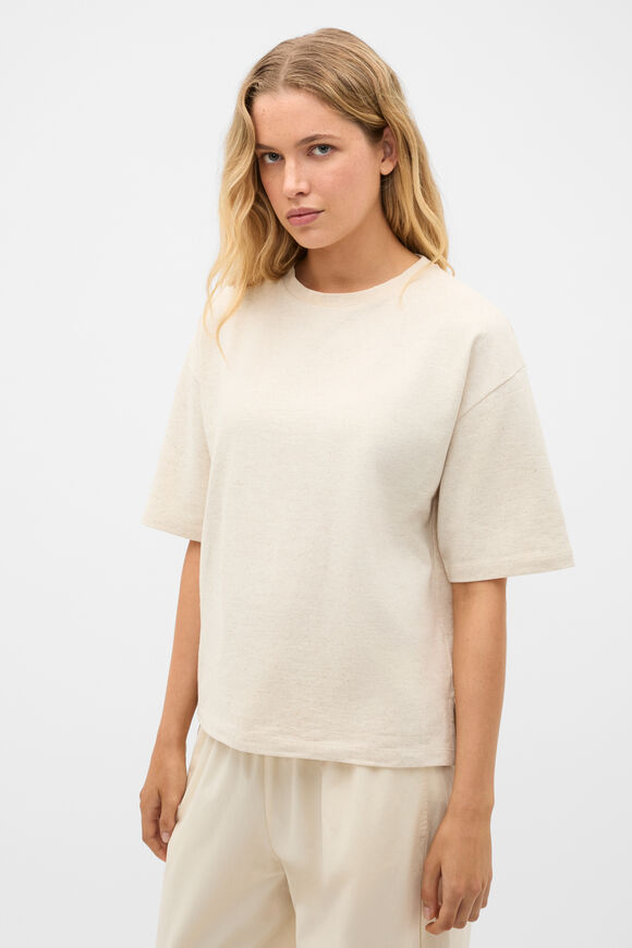 Rib Oversized Tee  Coconut Cream Marle  hi-res