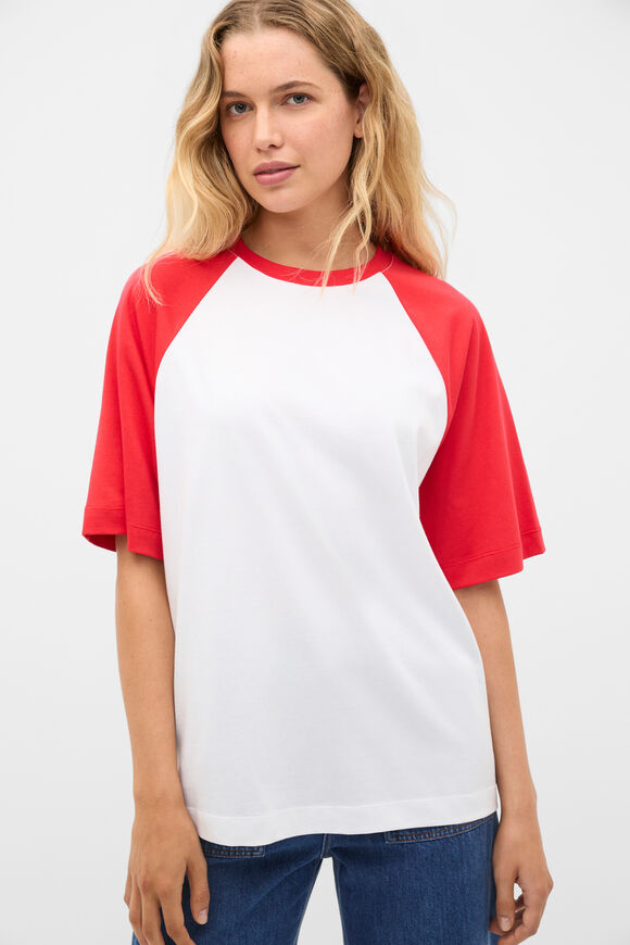 Contrast Raglan Tee  Chilli Red  hi-res