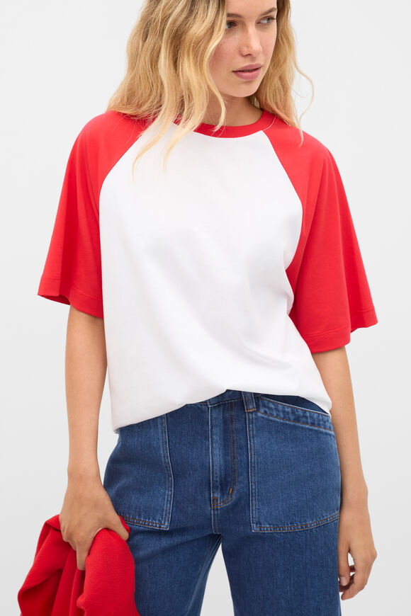 Contrast Raglan Tee  Chilli Red  hi-res
