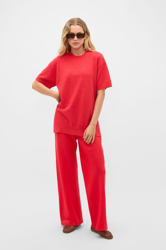 Boucle Oversized Knit Tee  Chilli Red  hi-res