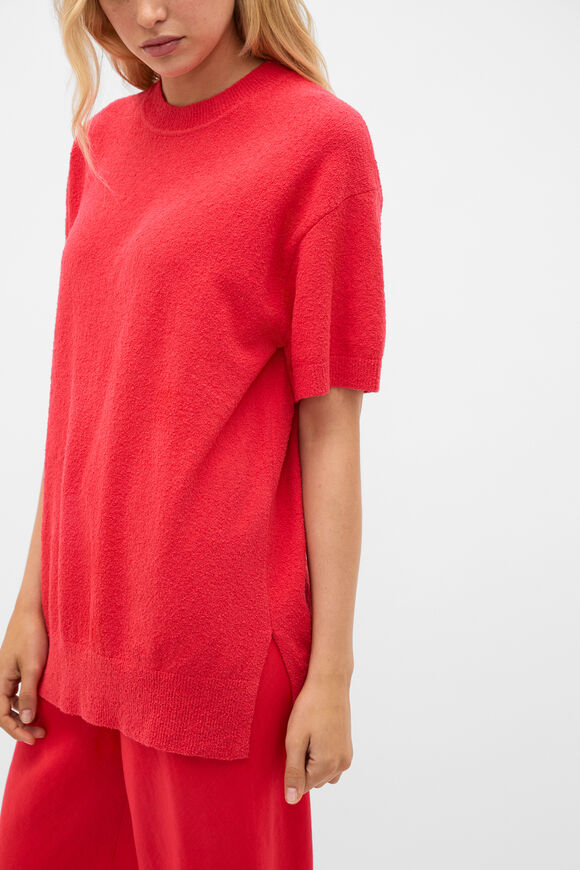 Boucle Oversized Knit Tee  Chilli Red  hi-res