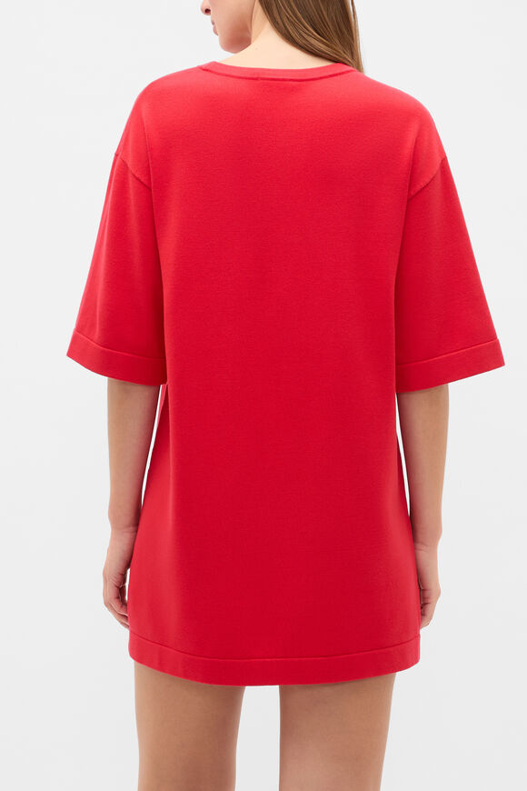 Knitted Relaxed Tee Dress  Chilli Red  hi-res