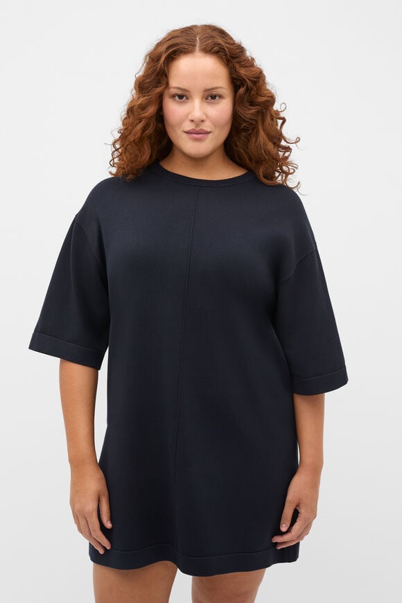 Knitted Relaxed Tee Dress  Twilight Blue  hi-res