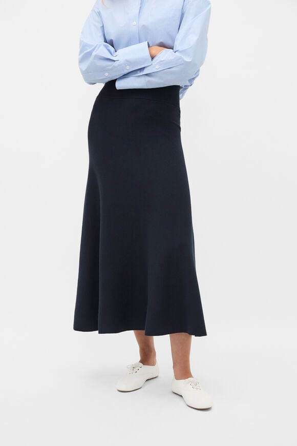 Double Knit Midi Skirt  Twilight Blue  hi-res