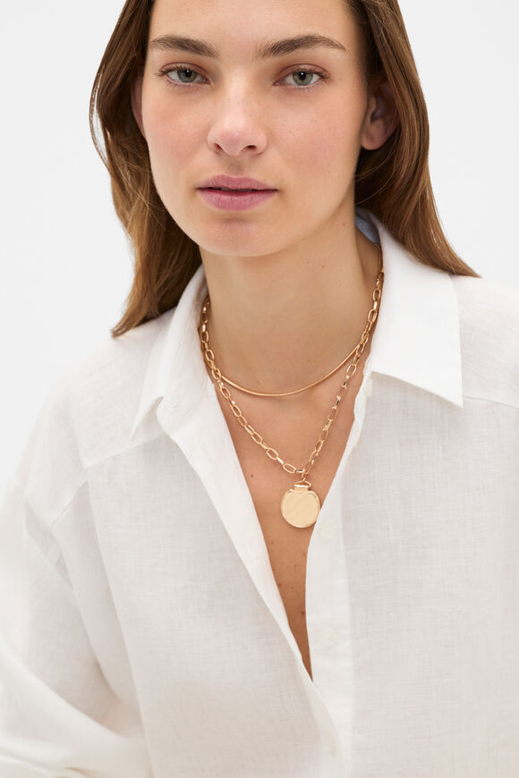 Layered Molten Pendant Necklace  Gold  hi-res