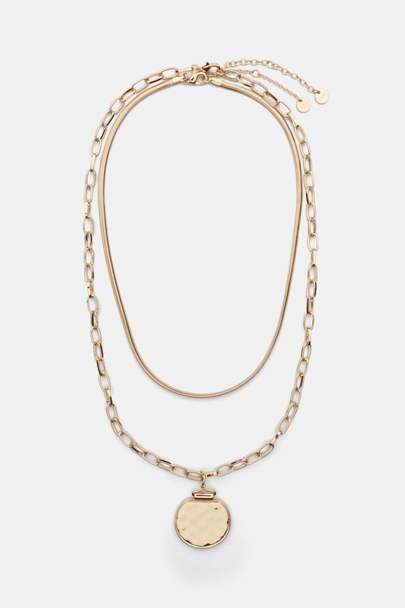 Layered Molten Pendant Necklace  Gold  hi-res