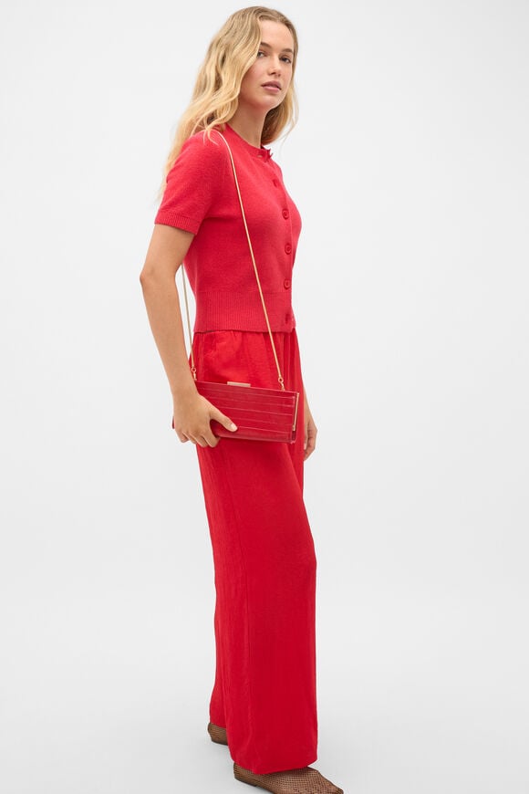 Leather Box Clutch  Chilli Red  hi-res