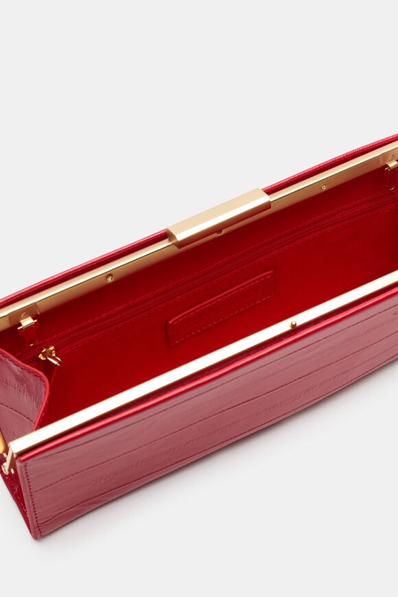 Leather Box Clutch  Chilli Red  hi-res