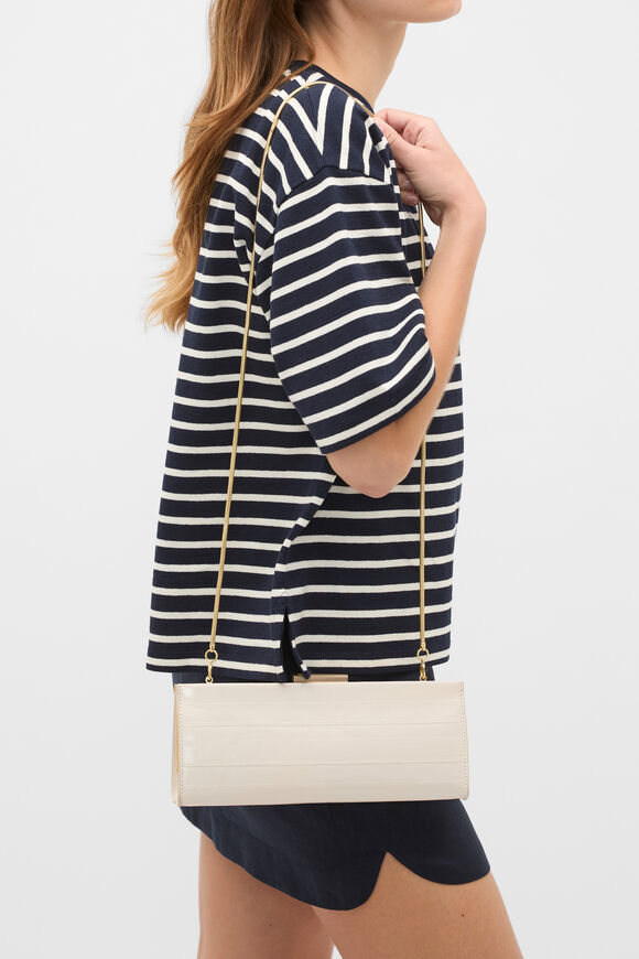 Leather Box Clutch  Stone  hi-res