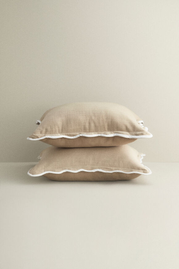 Piped Edge Cushion  Cashew Cream  hi-res