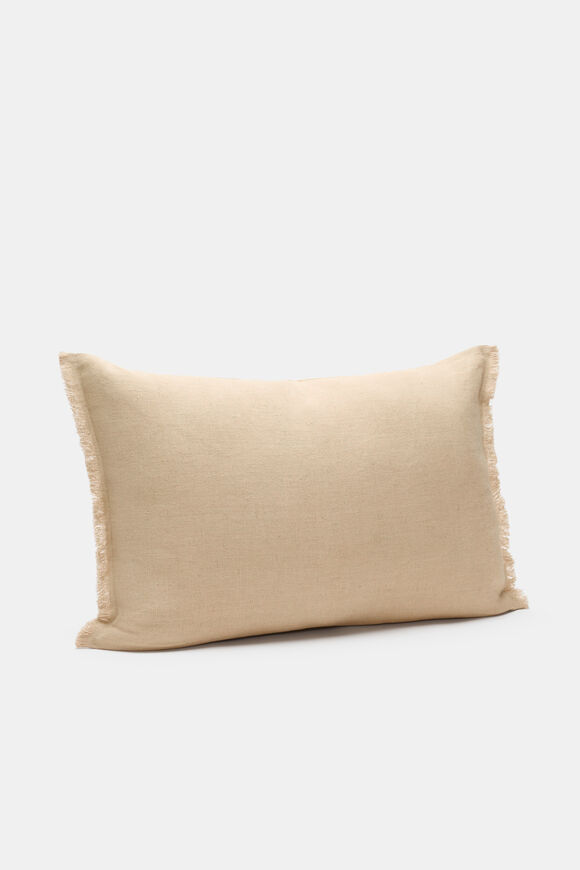Rectangular Fringed Cushion  Cashew Cream  hi-res