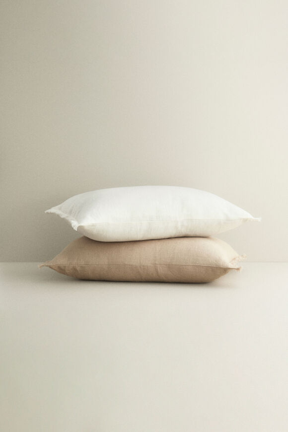 Rectangular Fringed Cushion  Cashew Cream  hi-res