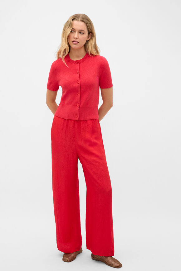 Boucle Short Sleeve Cardigan  Chilli Red  hi-res