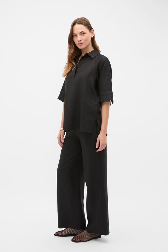 Core Linen Waisted Pant  Black  hi-res
