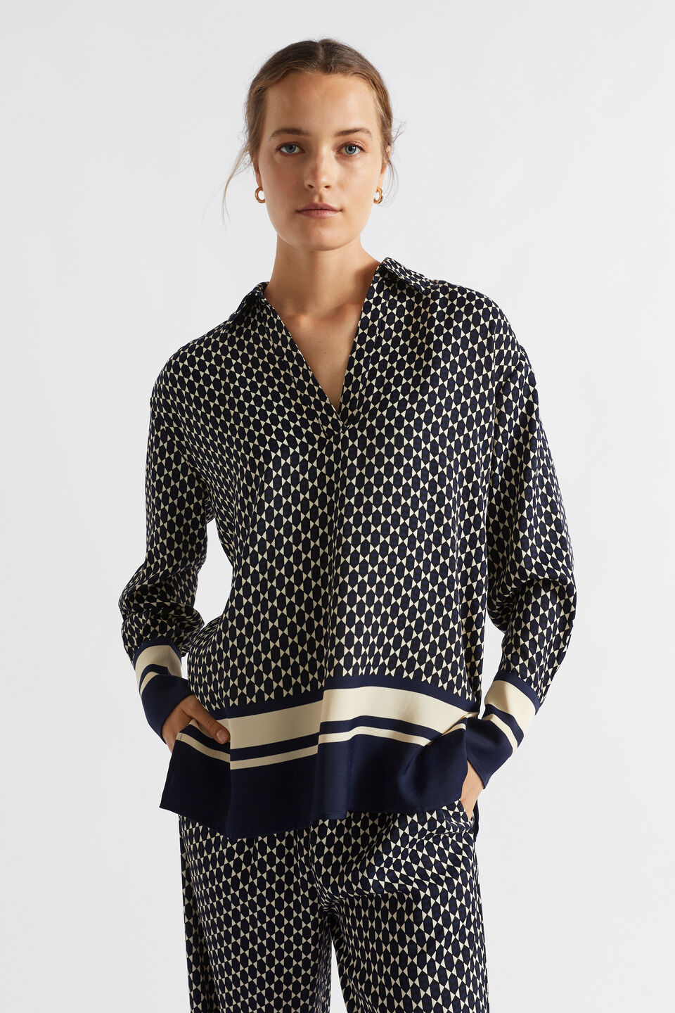 Diamond Geo Blouse  Midnight Sky Geo