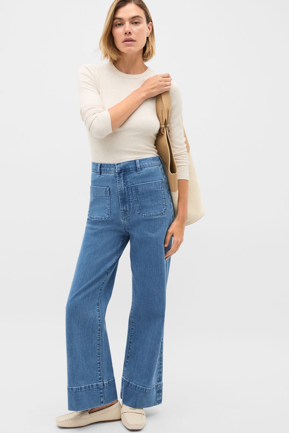 Core Rib Crew Neck Top  Mist Marle