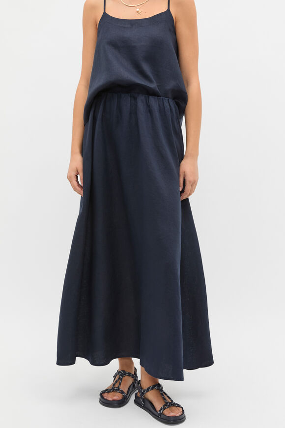 Linen Voluminous Skirt  Twilight Blue  hi-res