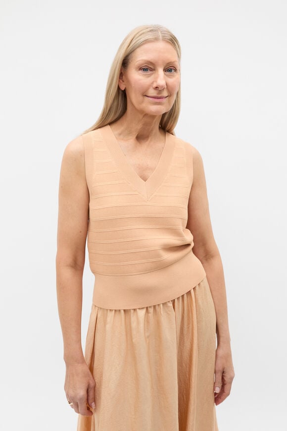 Textured Knit Vest  Apricot  hi-res