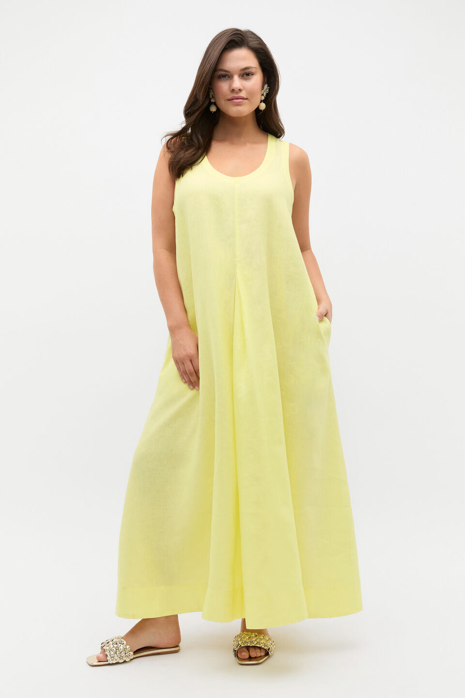 Linen Swing Maxi Dress  Lemongrass