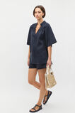 Linen Tie Detail Blouse  Twilight Blue  hi-res